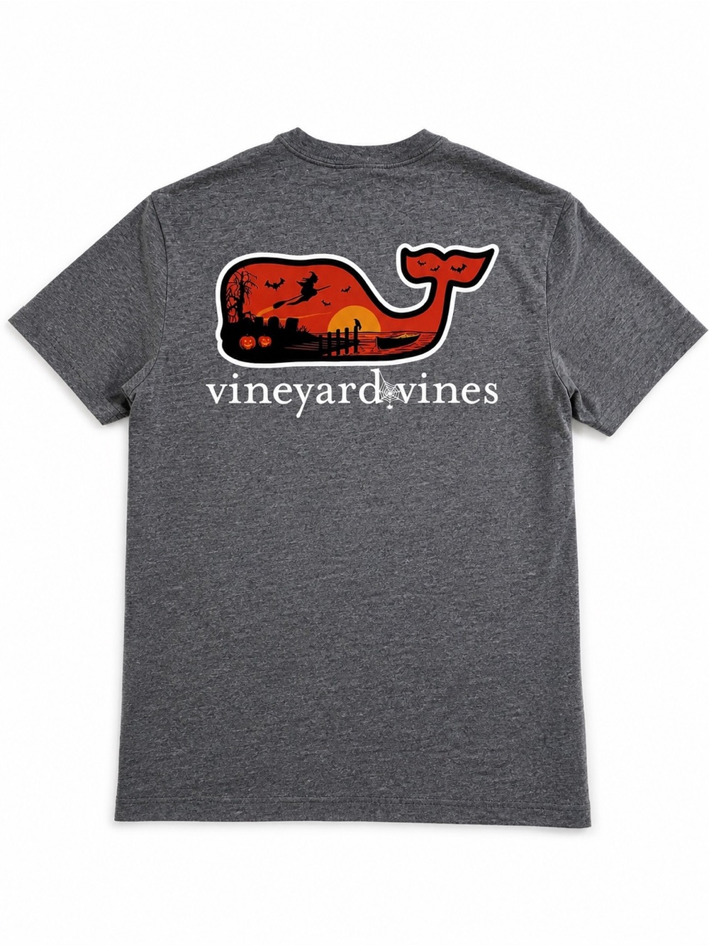 Vineyard‎ Vines Gray Whale Pocket Tee Halloween Scene Graphic Sz XS